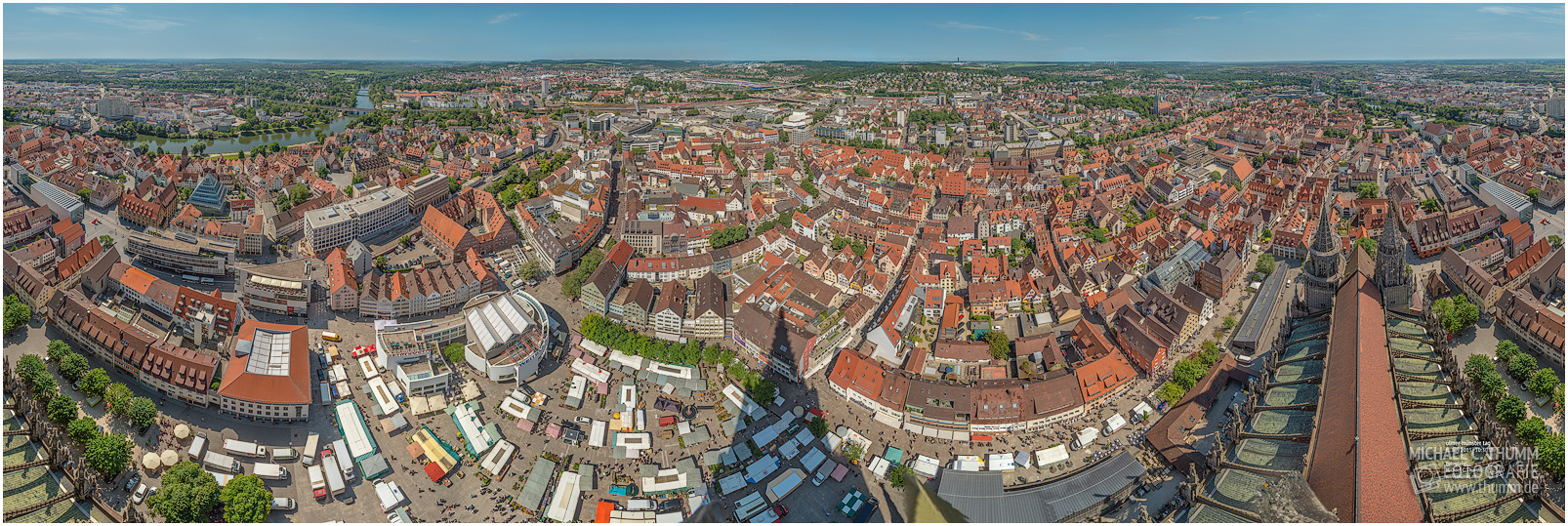 Panoramafotografie mit 360°-Blickwinkel vom Ulmer Münster